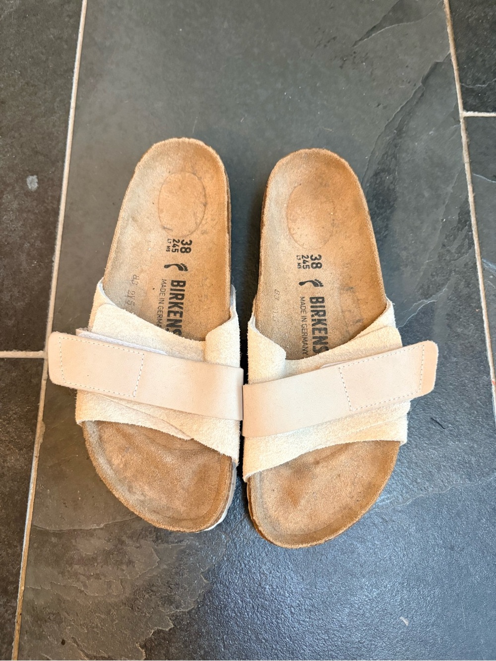 Birkenstock Kids Suede Crossover Sandals in Light Beige
